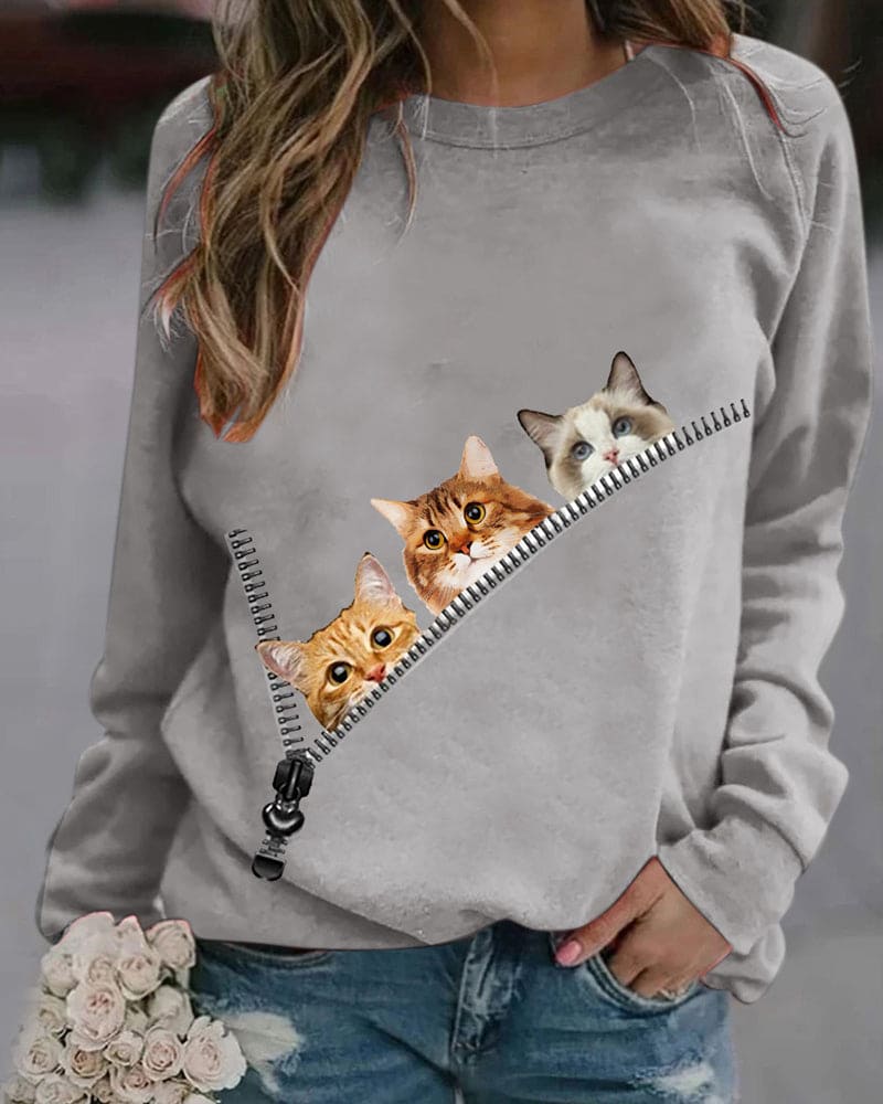 Fleur | Sweater met kattenprint