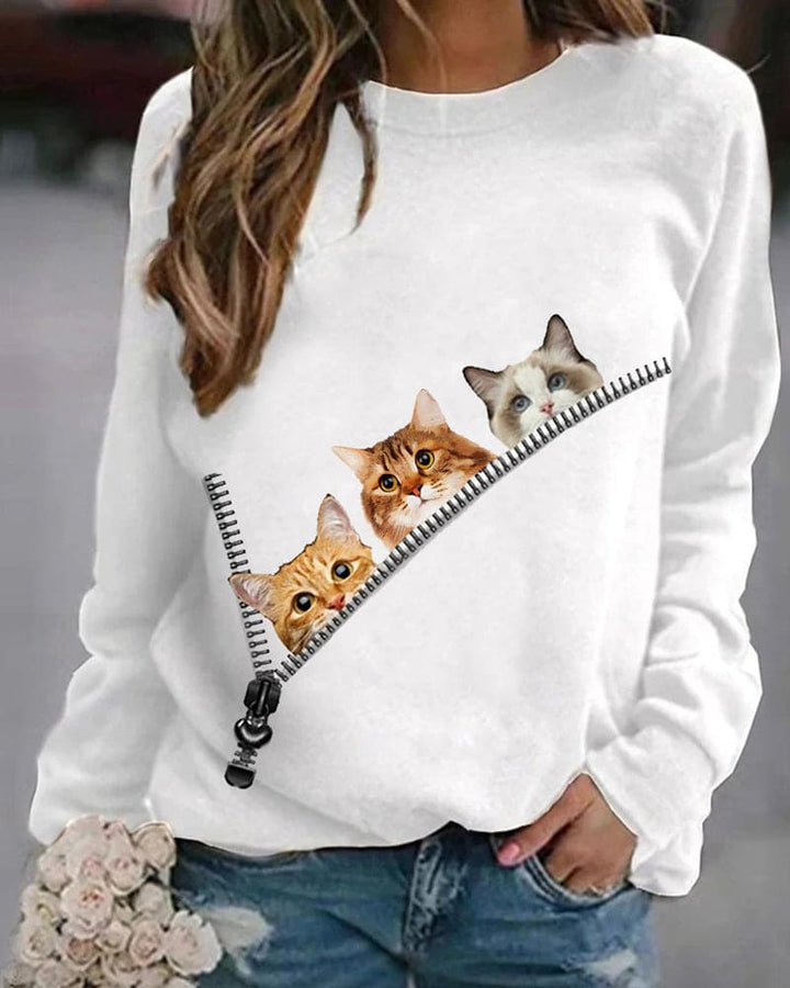 Fleur | Sweater met kattenprint