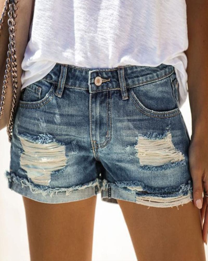 Liv | Distressed denim shorts - Zomer sandalen