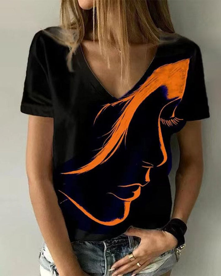 Brechtje | T-shirt met V-hals en figuurprint