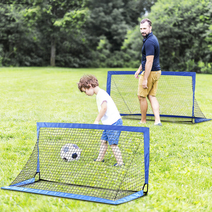 Bergano Voetbaldoelnet Set van 2 | 183 x 90 cm Stalen Frame & Draagtas