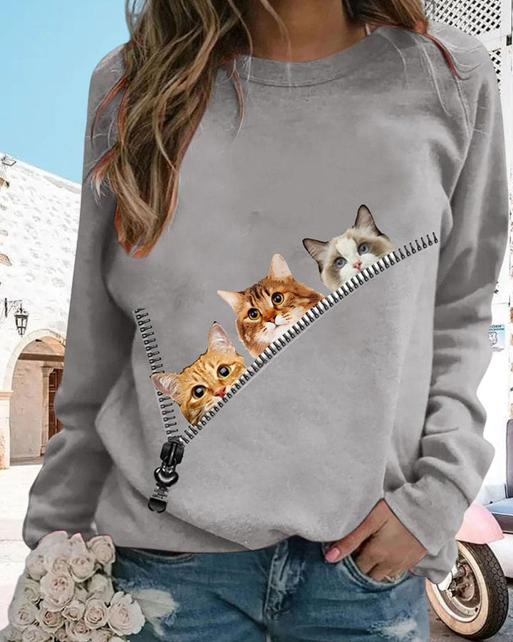 Fleur | Sweater met kattenprint