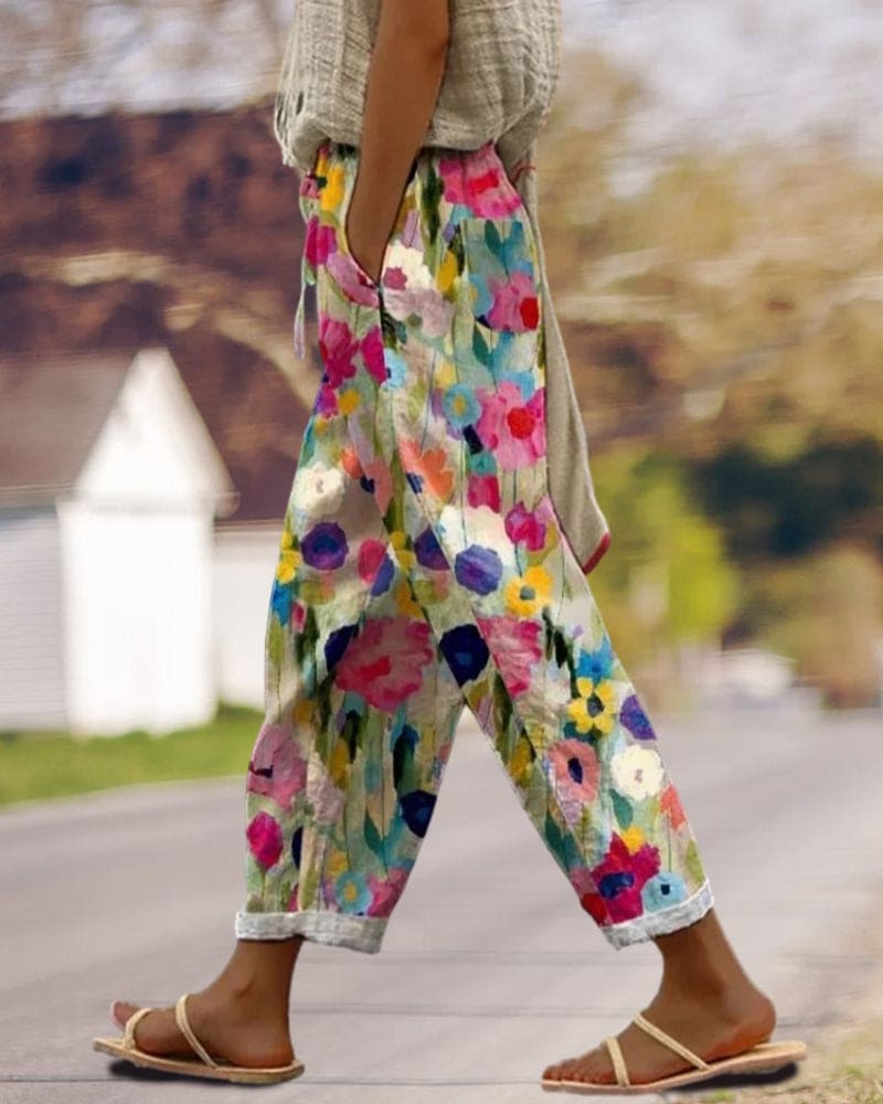 Kleurrijke Carlijn Joggingbroek met Bloemenprint